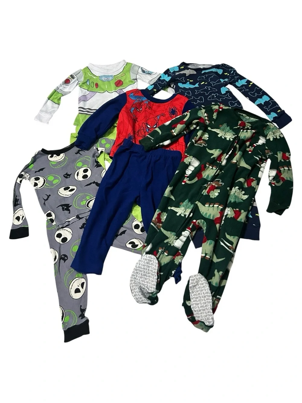 Toddler Pajama Set Bundle 2T- Green, Navy, Gray, Red